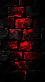 Backlit black brick wall reveals intense red sub-surface glow