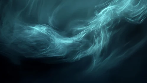 Ethereal Blue Smoke Abstract Art with Flowing Wisps and Depth.
