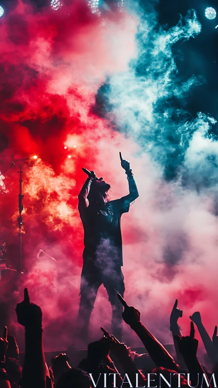 Electric concert moment captures a singer leading a fired-up crowd