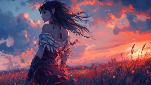 Twilight elf wanderer blazing through ember kissed fields.