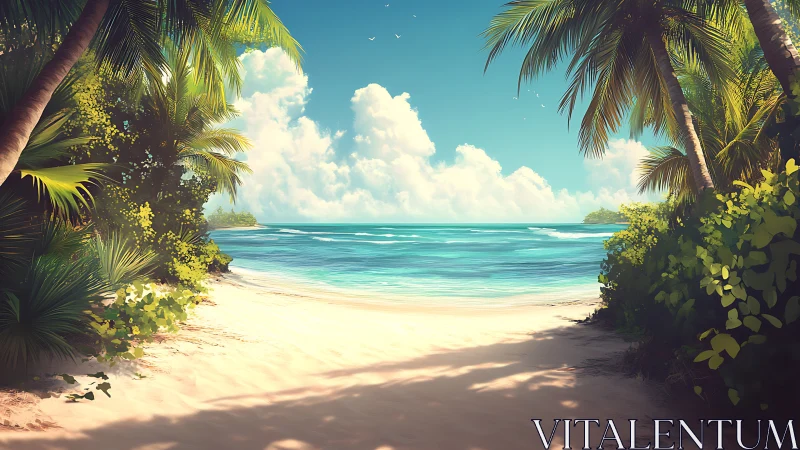 Tropical Sanctuary: Where Palm Shadows Kiss Turquoise Waters.