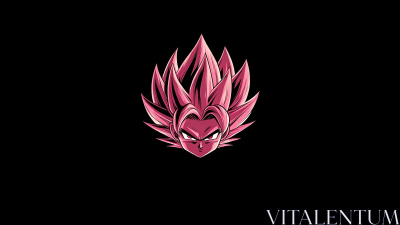 Stylized magenta spiked hair anime head on pure black field