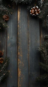 Rustic evergreen border on weathered wooden backdrop.