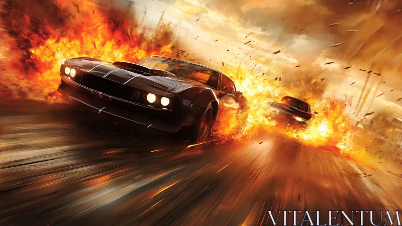 High-Speed Muscle Car Chase Through Explosions.