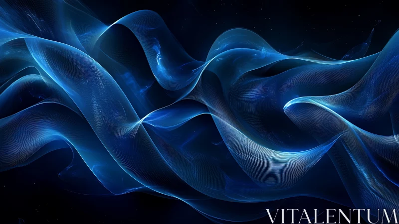 Blue light ribbons flow through deep cosmic void.