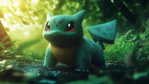 Forest companion strolling through soft morning light.