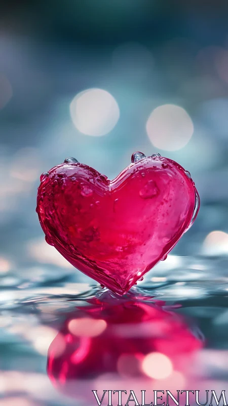 Crystalline Pink Heart Ornament Reflects Soft Bokeh Light