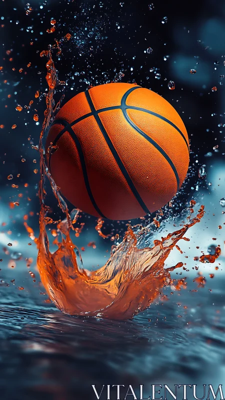 High-speed macro capture of wet basketball splash impact