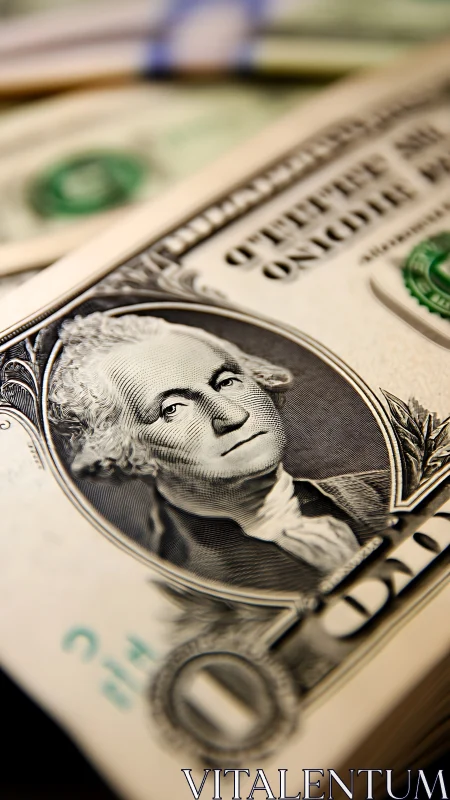 Crisp US dollar bill lies in sharp focus against soft cash blur