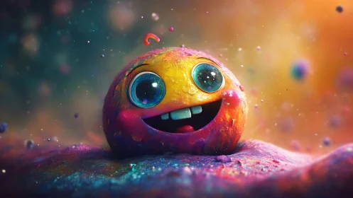 Spherical cartoon creature rendered with glossy subsurface scattering