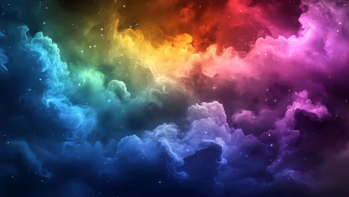 Spectral nebula cloudscape with high contrast volumetric lighting gradients