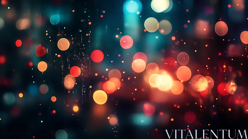 Defocused circular light bokeh overlays dark blurred background