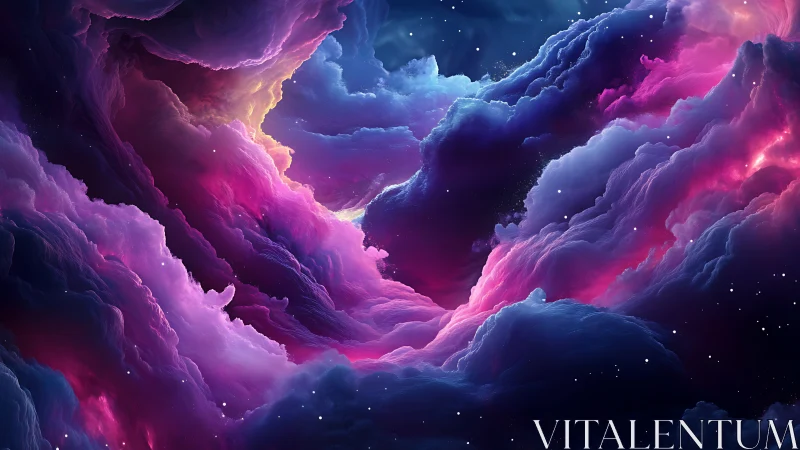 Volumetric cosmic nebula rendered with high depth and color contrast