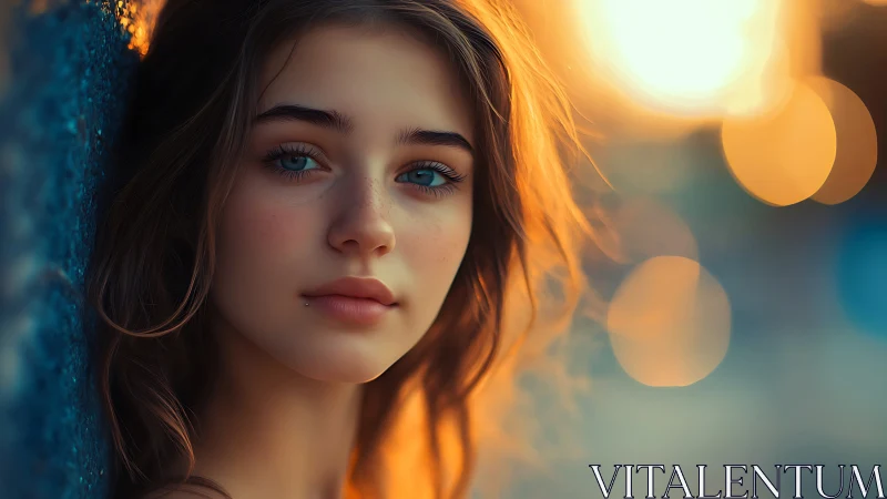 Soft golden hour portrait with cinematic bokeh glow.