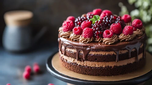 Chocolate Layer Cake with Raspberry Ganache Drip.