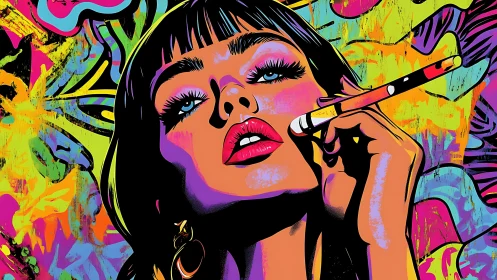 Bold neon portrait of a confident woman in vivid color pop.