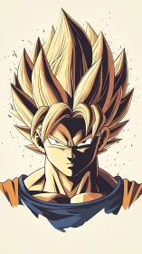 Golden-haired warrior locked in steady anime determination.