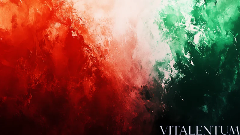 Abstract tricolour field with red, white and green zones.