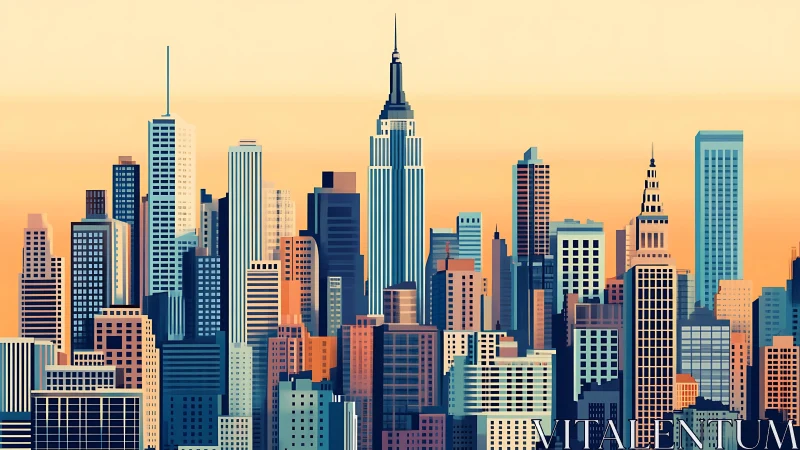 Digital illustration depicts dense high‑rise city skyline