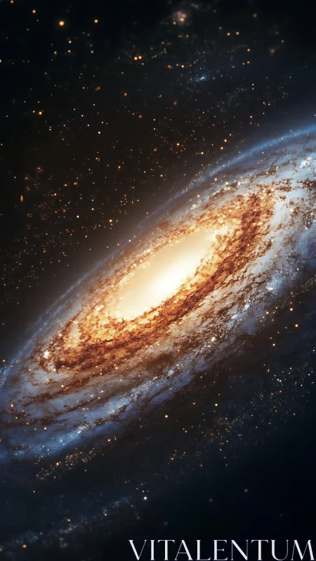 Spiral galaxy core rendered with dense starfields and glowing dust