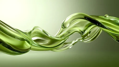 Abstract green liquid waves in modern digital art style.