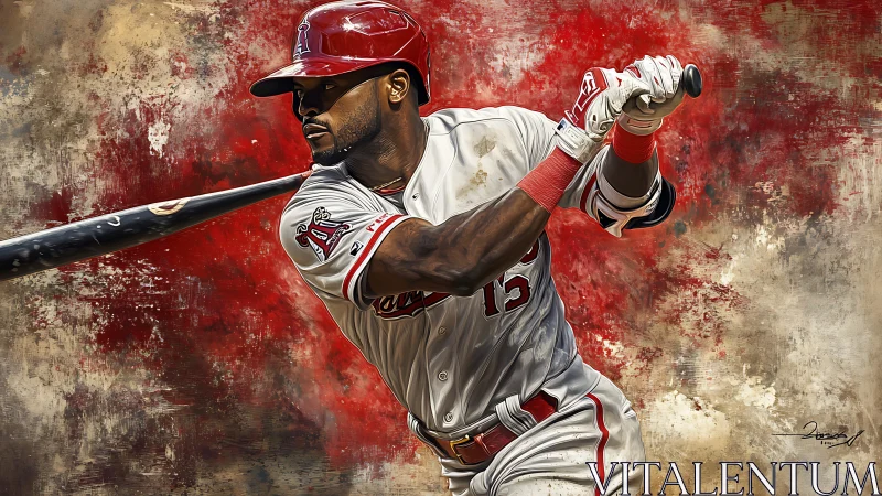 Digital painting captures dynamic baseball swing in textured space