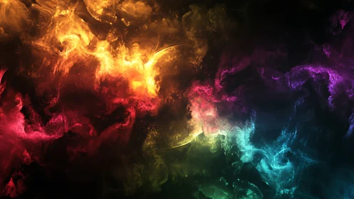 Swirling cosmic colors dance across a dreamy night sky