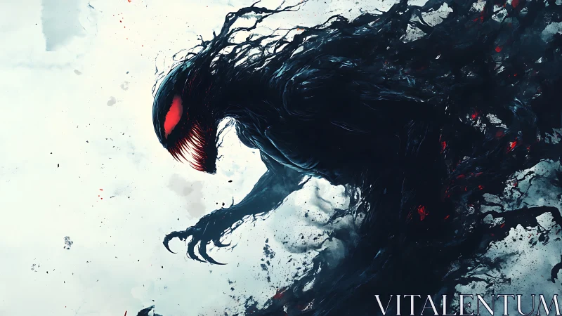 Inkborn nightmare lunges from swirling smoke and embers.