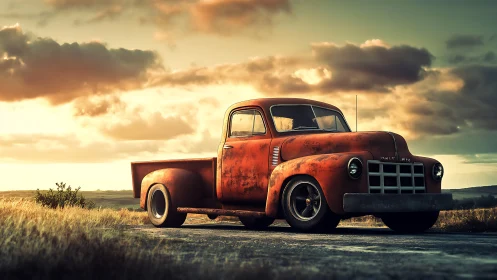 Sunset gives this rusty hero truck a glowing last lap