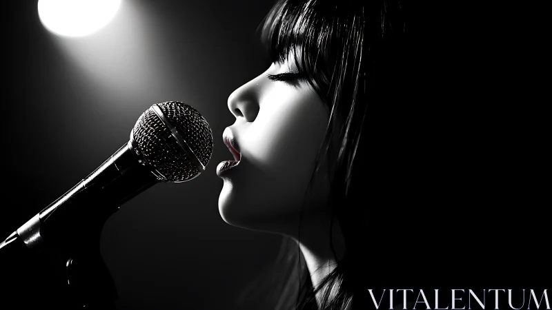 Monochrome vocalist in dramatic side-lit close-up profile.