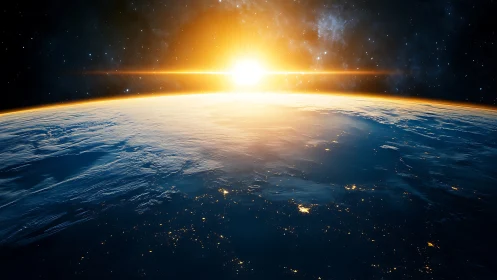 Solar dawn ignites Earth’s horizon in cinematic splendor.
