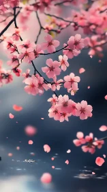 Cherry Blossoms Float Through Misty Spring Light