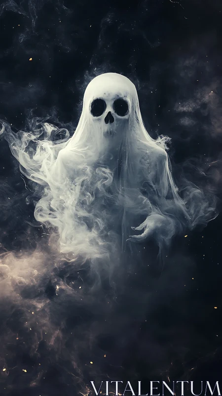 Ghostly skull figure forms from swirling spectral smoke.