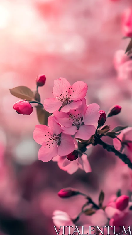 Pink Cherry Blossoms in Soft Bloom.