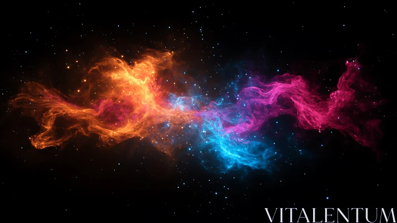 Stellar fire and neon tides entwine in a cosmic ribbon.