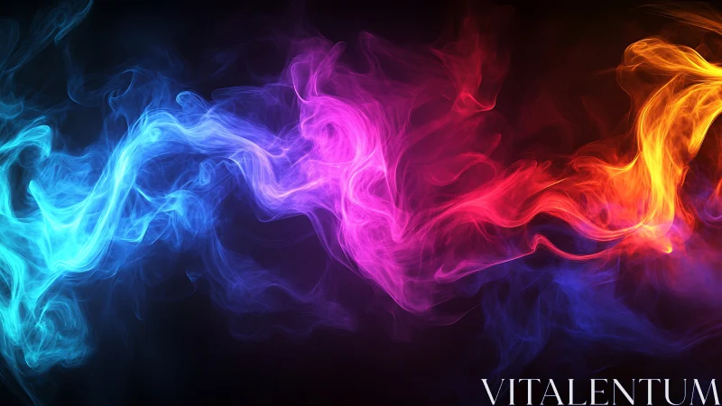 Colorful abstract smoke waves in blue, pink, and orange.