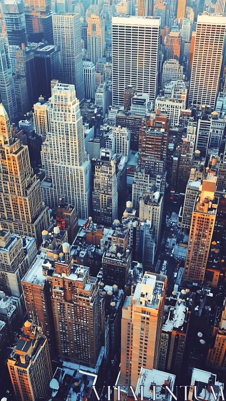 Dense high rise cityscape with varied midtown skyscrapers.