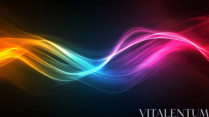Chromatic waveform ribbons with luminous spectral gradients.