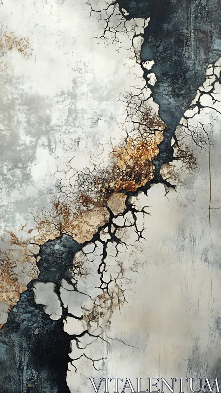 Vertical cracked texture pattern divides light and dark fields