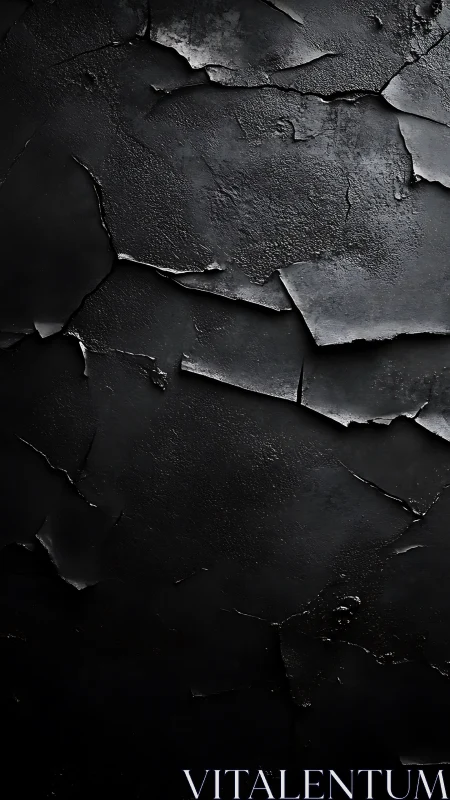 Cracked black textured surface with dramatic side lighting.