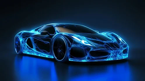 Electric blue supercar glowing like a dream in motion.