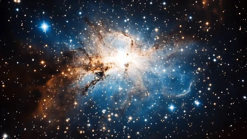 Stellar nursery glows softly in a wide star filled sky