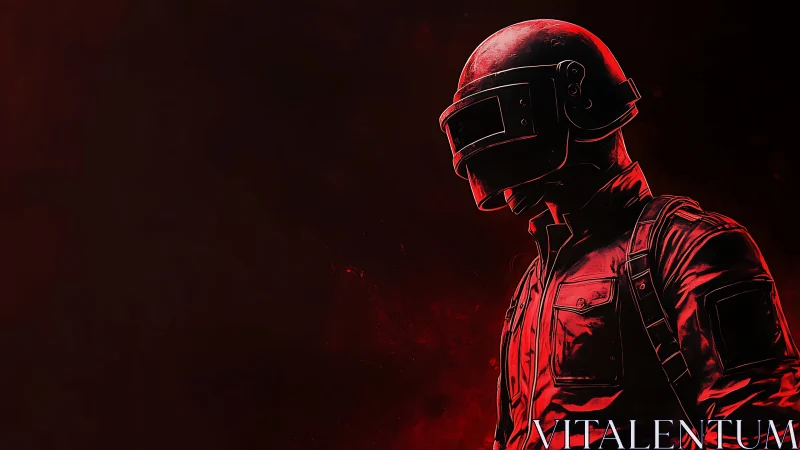 Crimson battlefront trooper lost in shadow and neon fire.