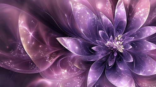 Shimmering Violet Bloom in a Dreamy Cosmic Garden.