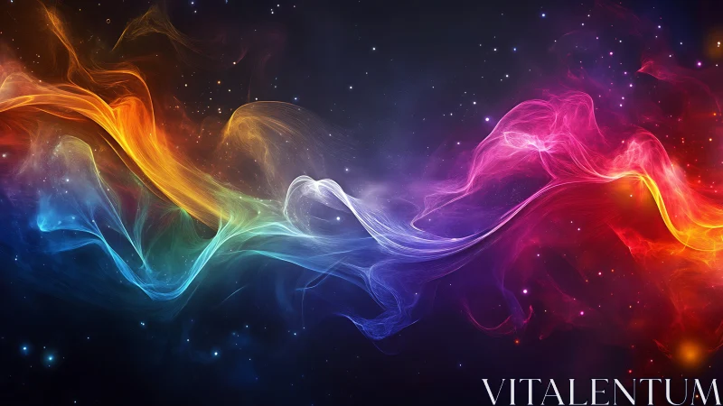 Spectral nebula filaments forming a chromatic plasma ribbon.