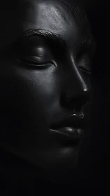 Sculpted midnight profile in chiaroscuro close-up portrait.