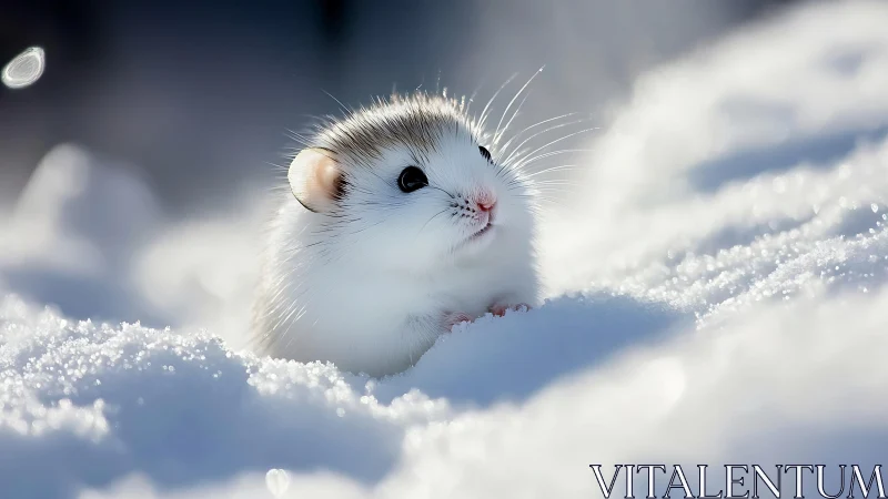 Snowdrift daydreamer mouse cradled in frosted quietude.
