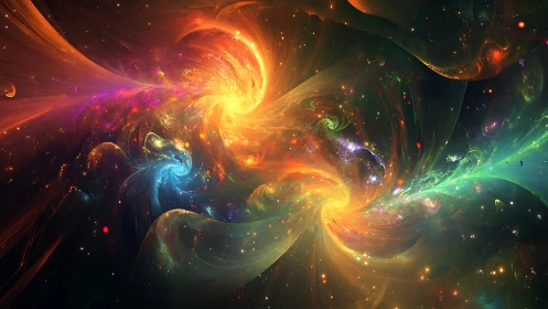 Multicolor fractal nebula vortices depict turbulent cosmic energy