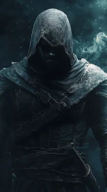 Hooded stealth operative in frostworn tactical leathers.