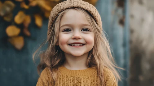 Golden Autumn Joy: A Child's Radiant Smile.